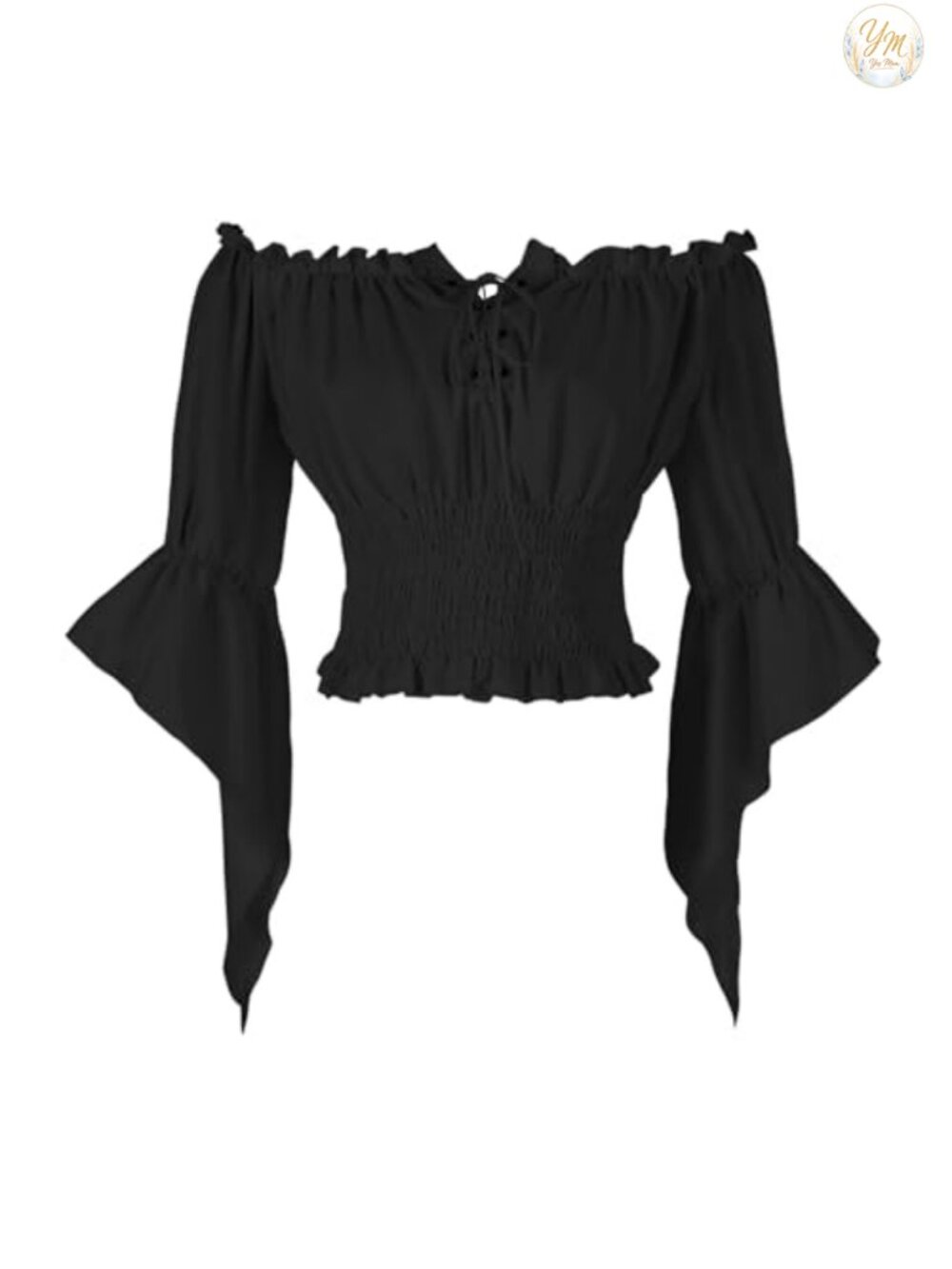 Womens Off Shoulder Peasant Blouse Ruffled Flared Sleeve Renaissance Top